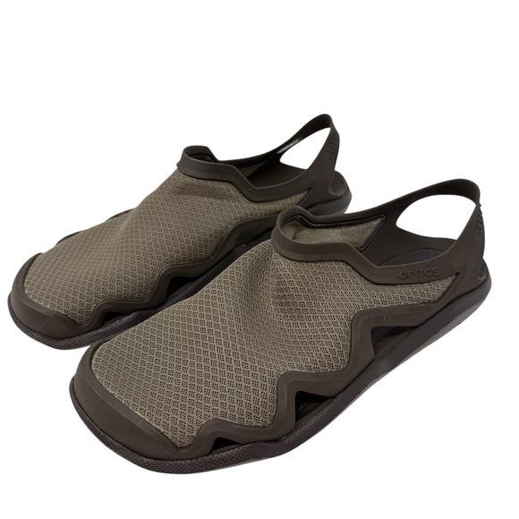 Crocs Swiftwater Mesh Wave Mens Size 9 Brown Water Sandals Rubber Slingback